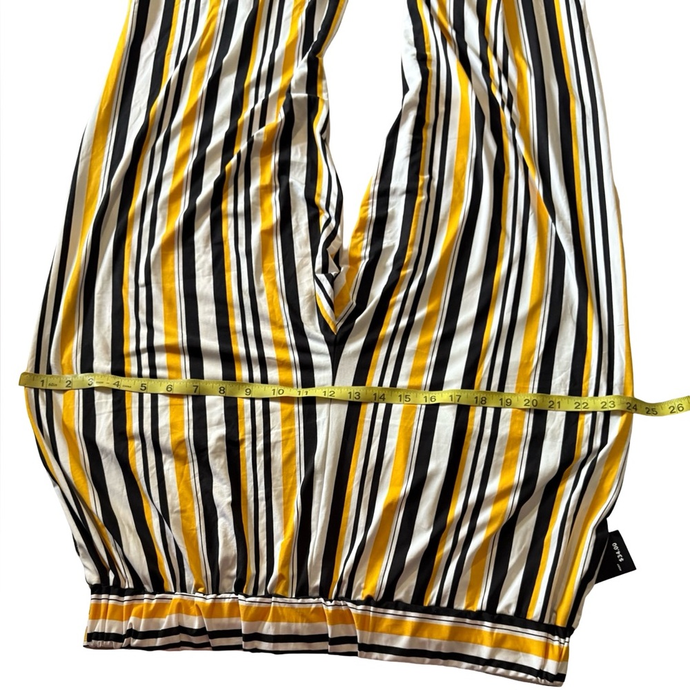 Robert Louis Black, White, and Yellow Striped wide leg pants